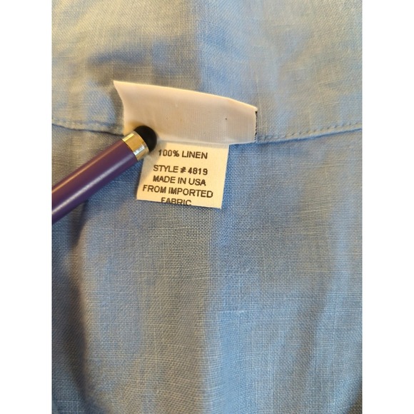 Habitat Clothes To Live In Shirt M 100% Linen Blue Button Up Relaxed Polished - Picture 5 of 8